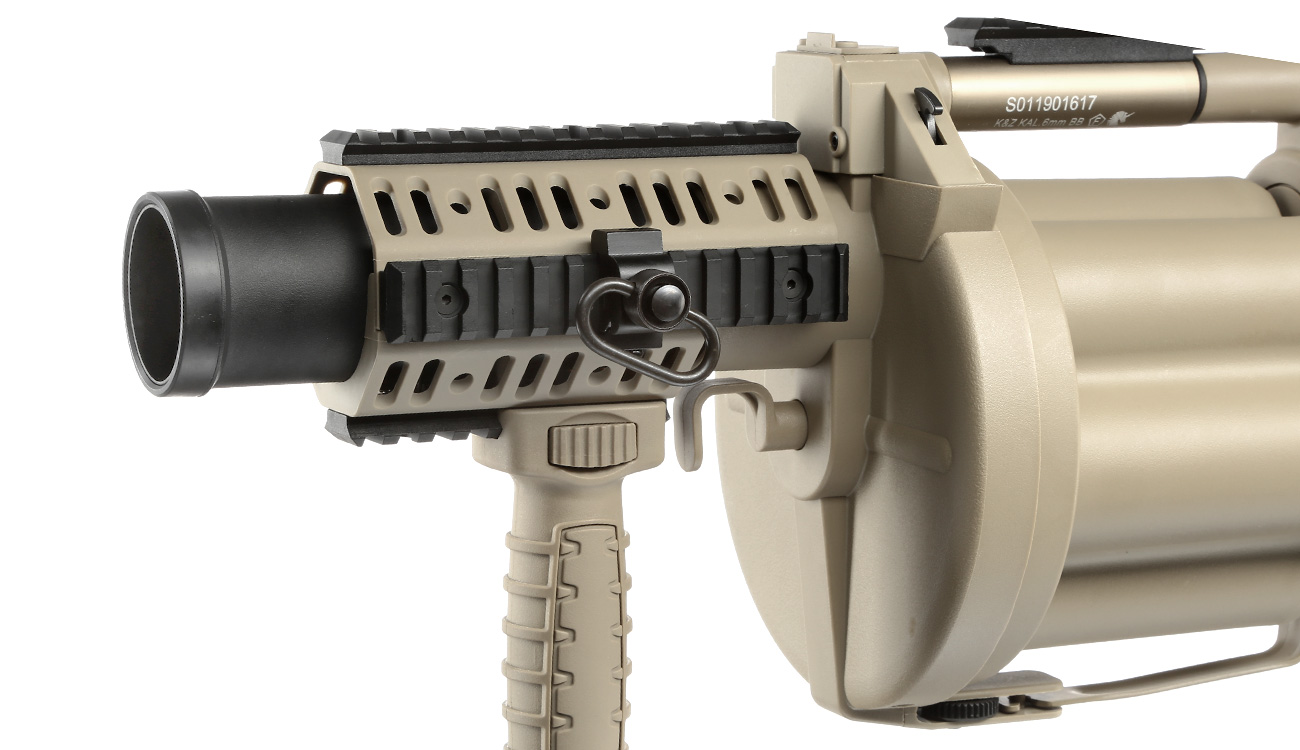 ICS GLM 40mm Airsoft Revolver-Granatwerfer mit Crane Stock Desert Tan Bild 7