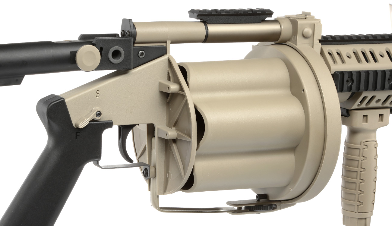 ICS GLM 40mm Airsoft Revolver-Granatwerfer mit Crane Stock Desert Tan Bild 9