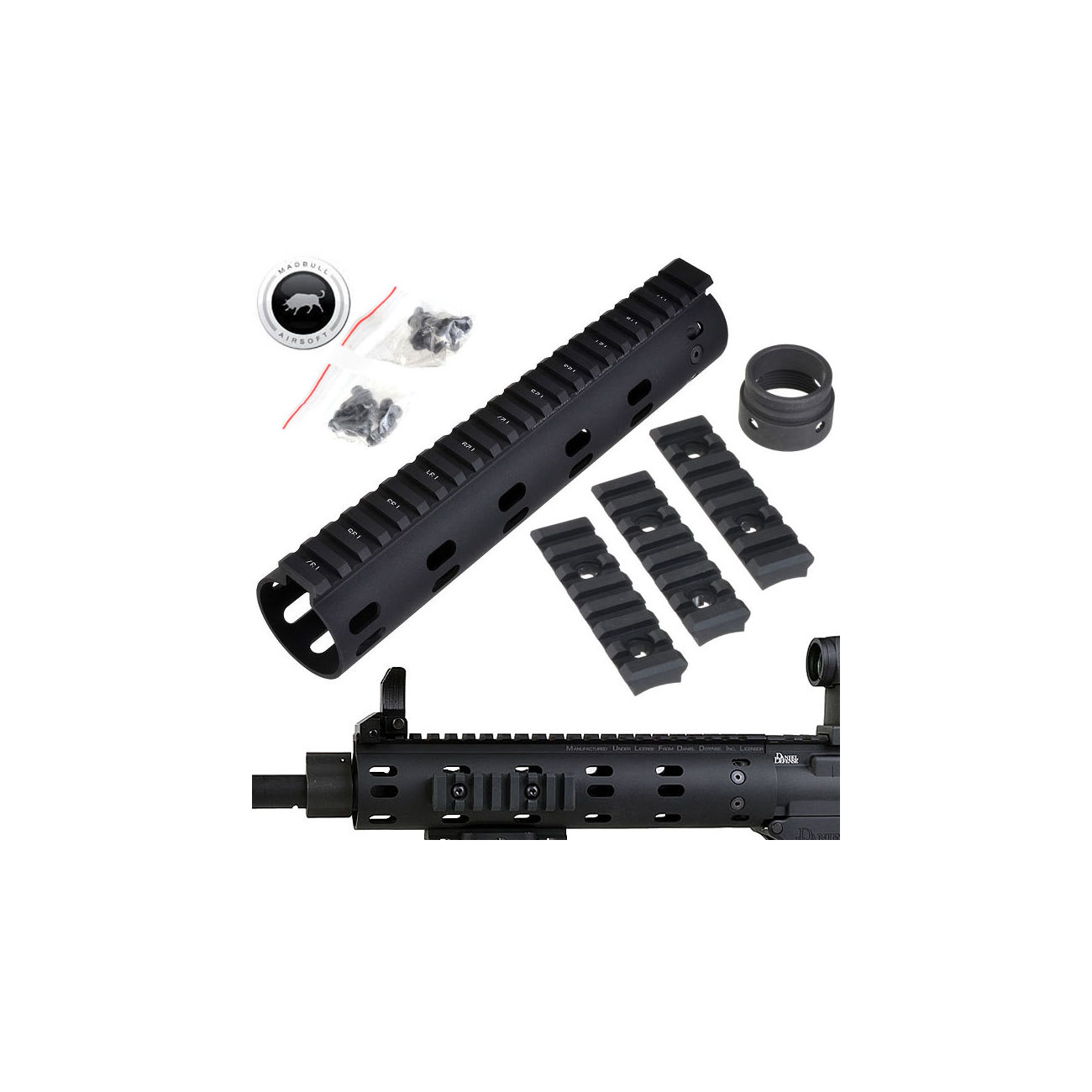 MadBull / Daniel Defense M4 Aluminium CNC MFR RAS-System 9 Zoll schwarz