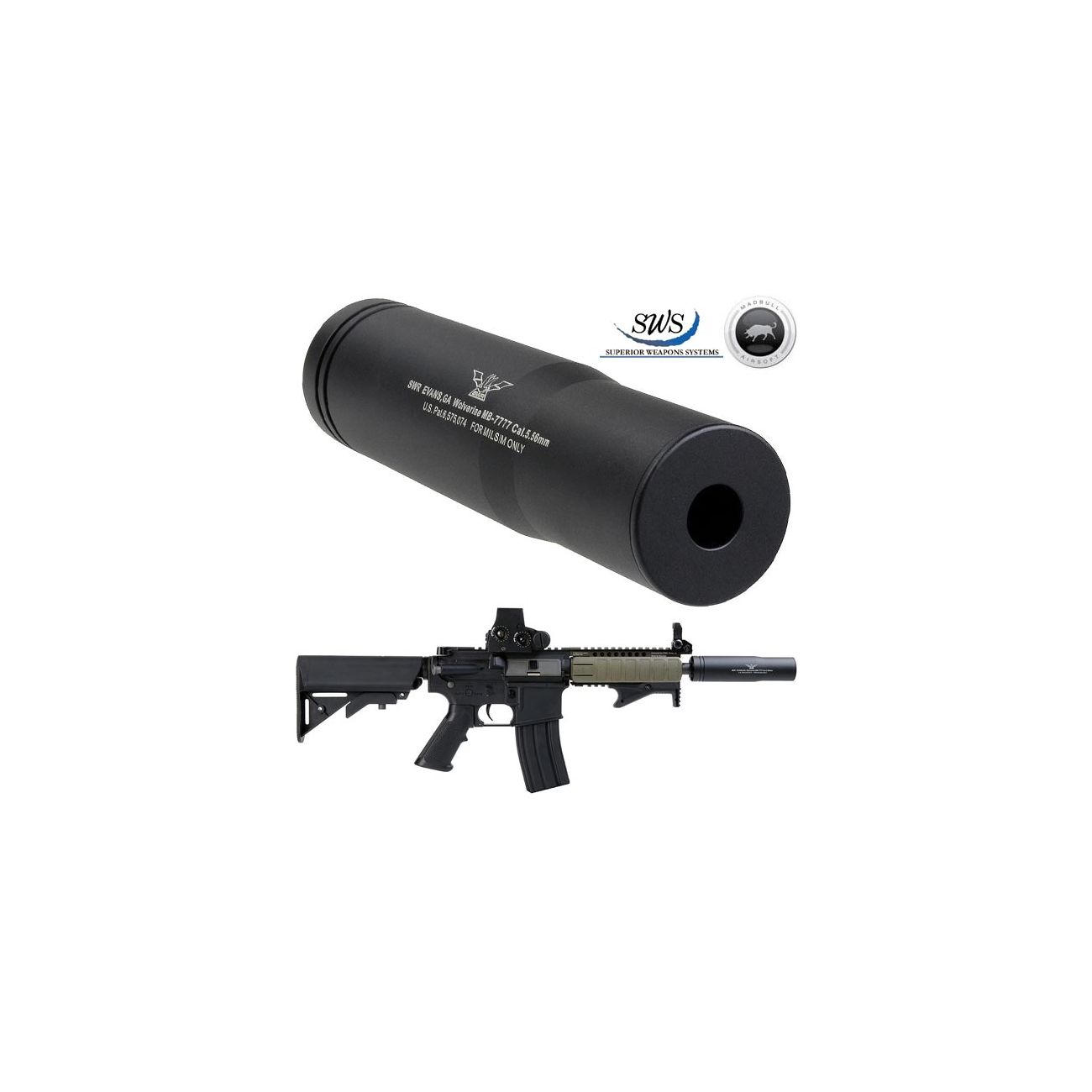 MadBull / SWS Wolverine 6 Zoll Silencer 14mm- schwarz