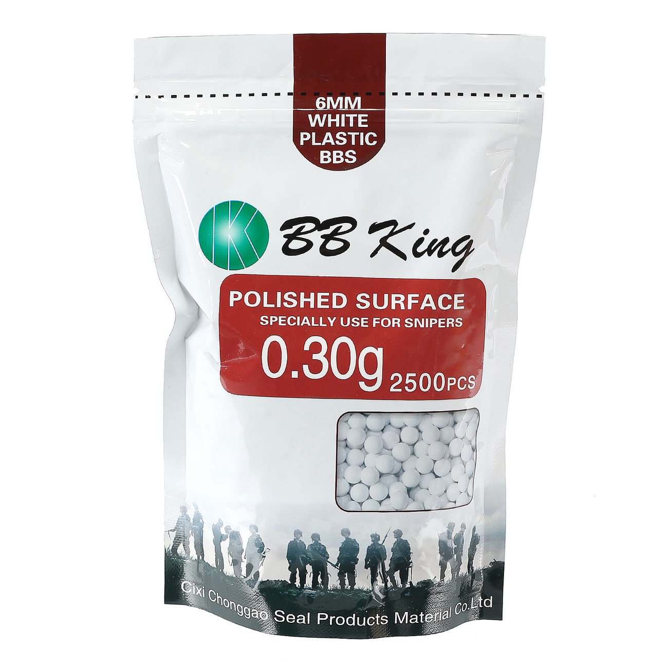 BB King Sniper Precision BBs 6mm, 0.30g,  2.500er Beutel weiss