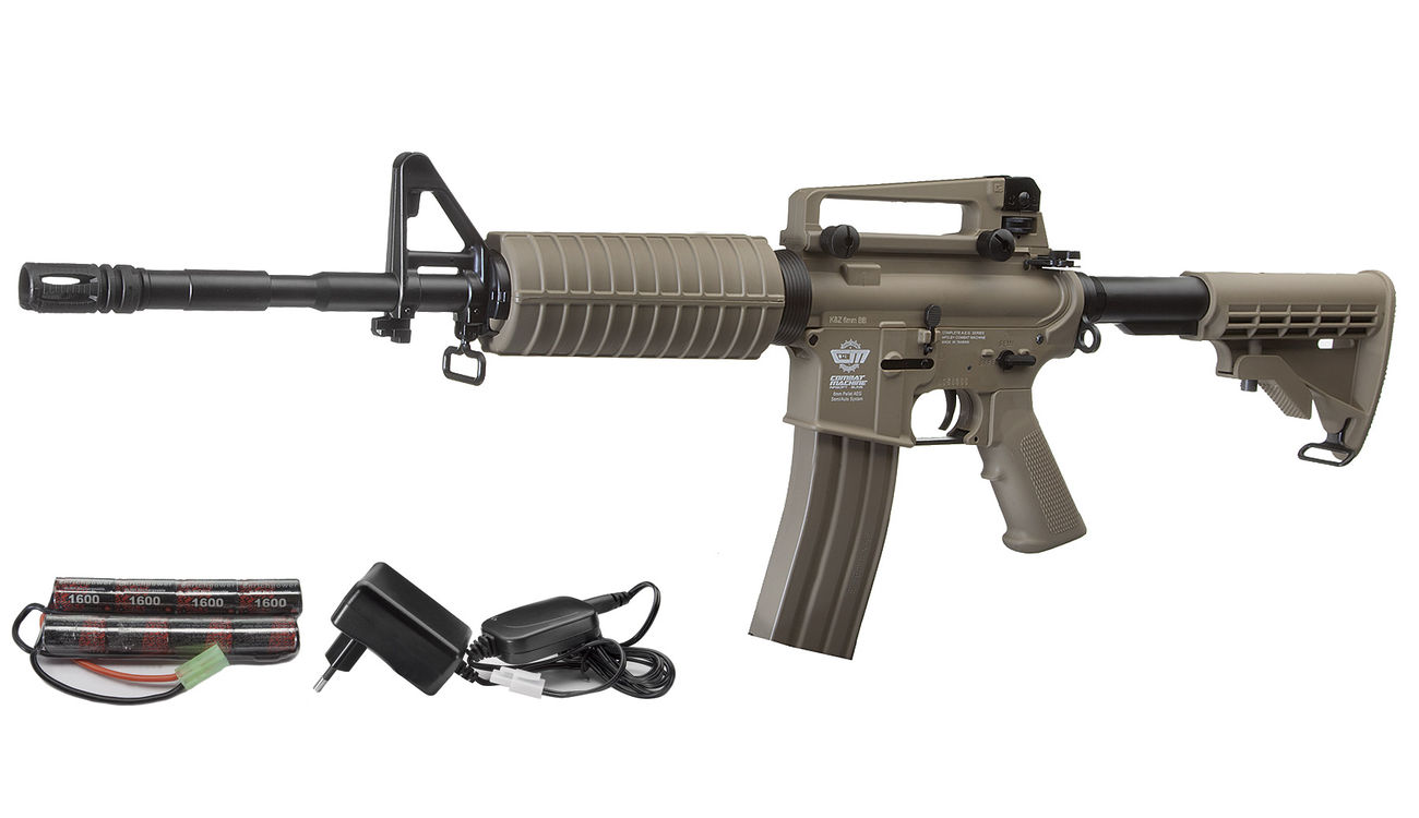 Combat Machine CM16A1 Carbine Komplettset AEG 6mm BB Desert Tan Kotte