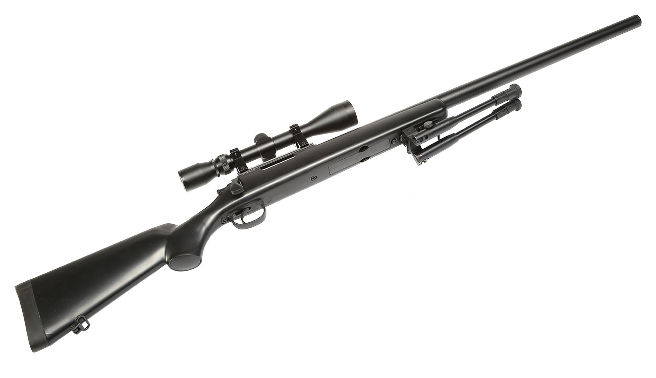 Well M700 Snipergewehr inkl. Zweibein / Zielfernrohr Springer 6mm BB schwarz Bild 1