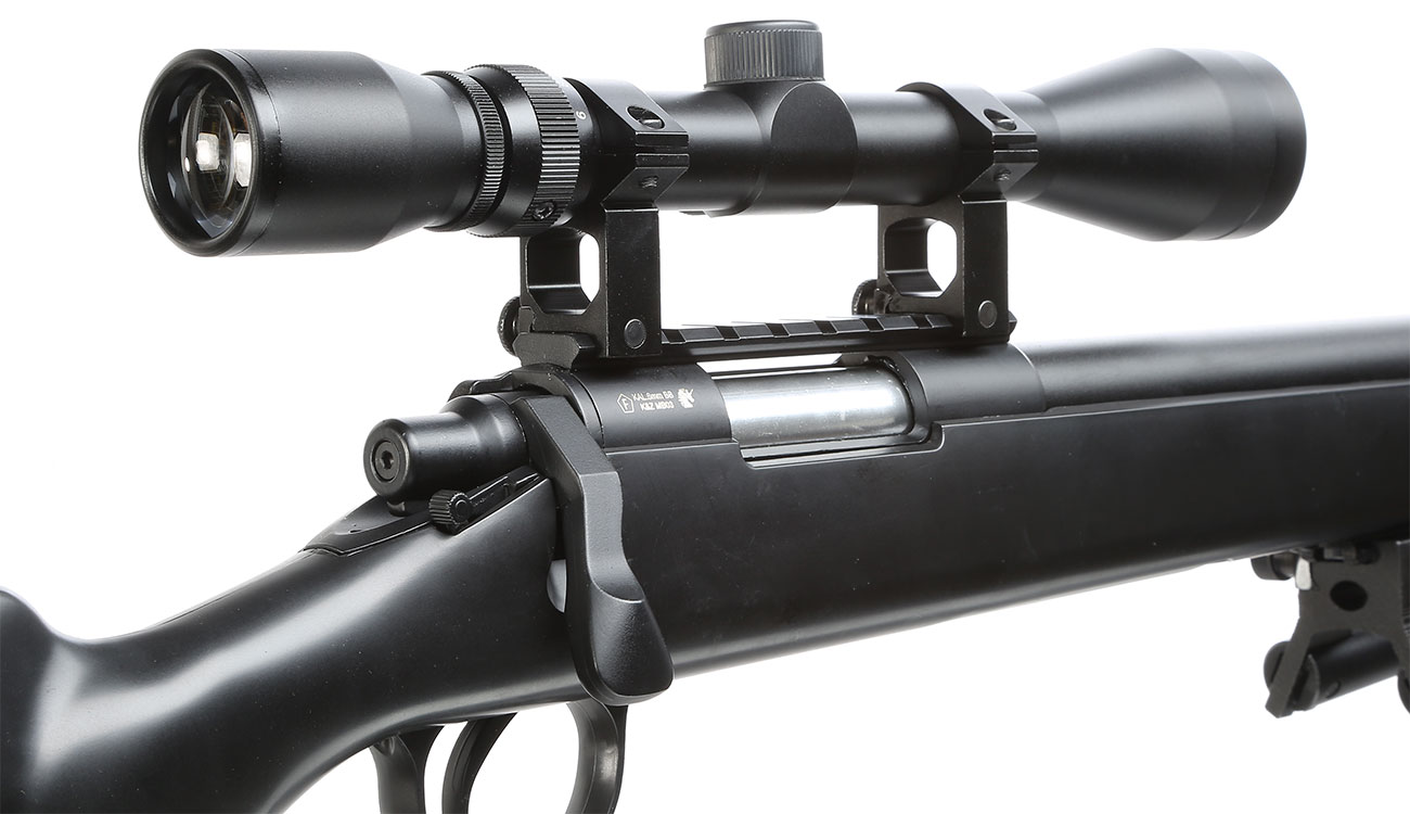 Well M700 Snipergewehr inkl. Zweibein / Zielfernrohr Springer 6mm BB schwarz Bild 9