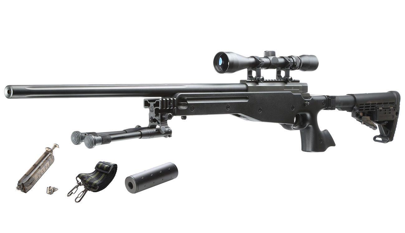 Well L96 AWSF-338 inkl. Zweibein / Zielfernrohr Springer 6mm BB schwarz