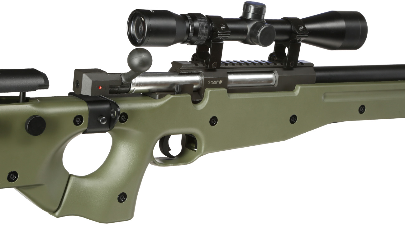 Well L96 AWS-338 Snipergewehr inkl. Zweibein / Zielfernrohr Springer 6mm BB oliv Bild 10