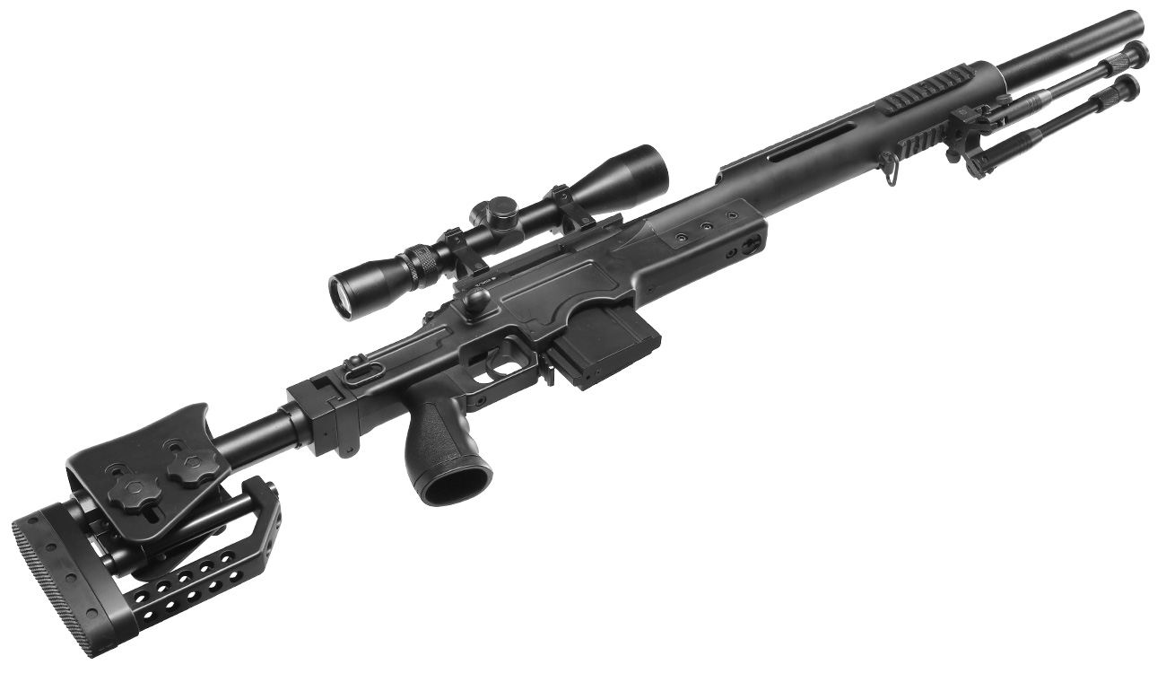 Well MB4410D MSR Snipergewehr inkl. Zweibein / Zielfernrohr Springer 6mm BB schwarz Bild 5