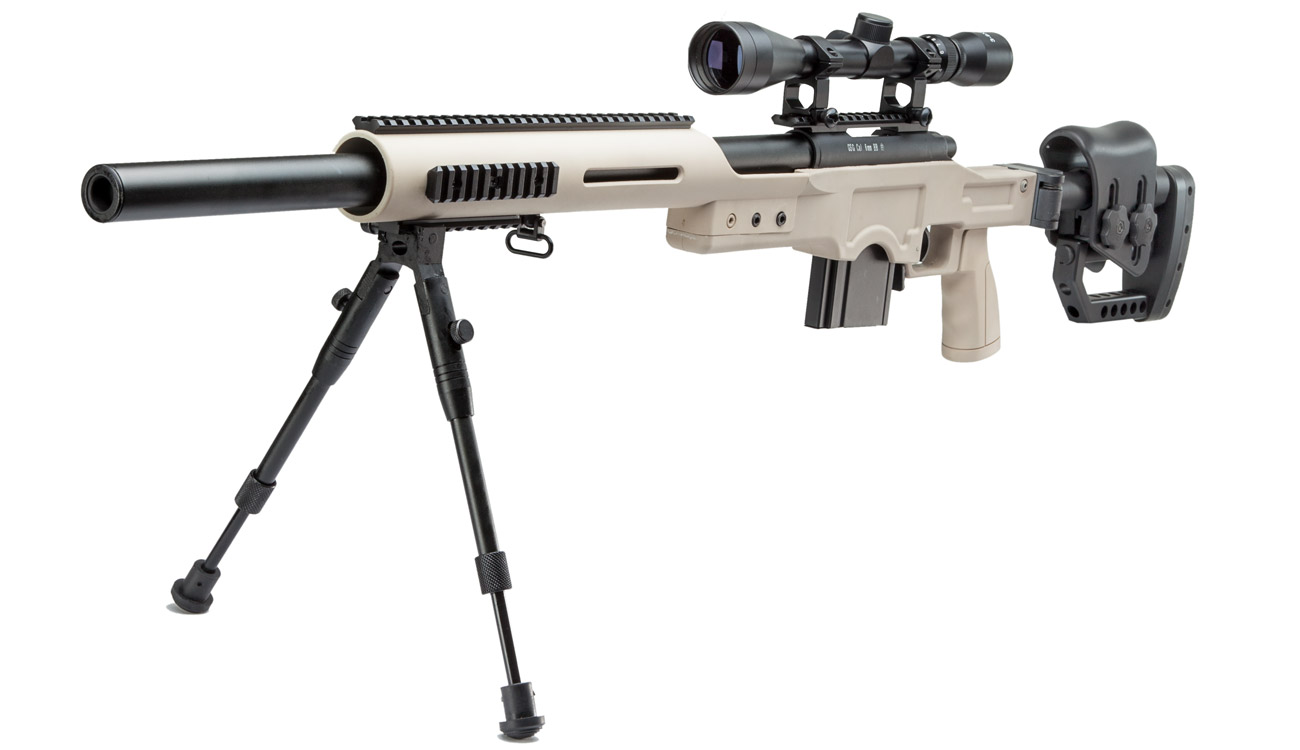 Well MB4410D MSR Snipergewehr inkl. Zweibein / Zielfernrohr Springer 6mm BB tan Bild 2