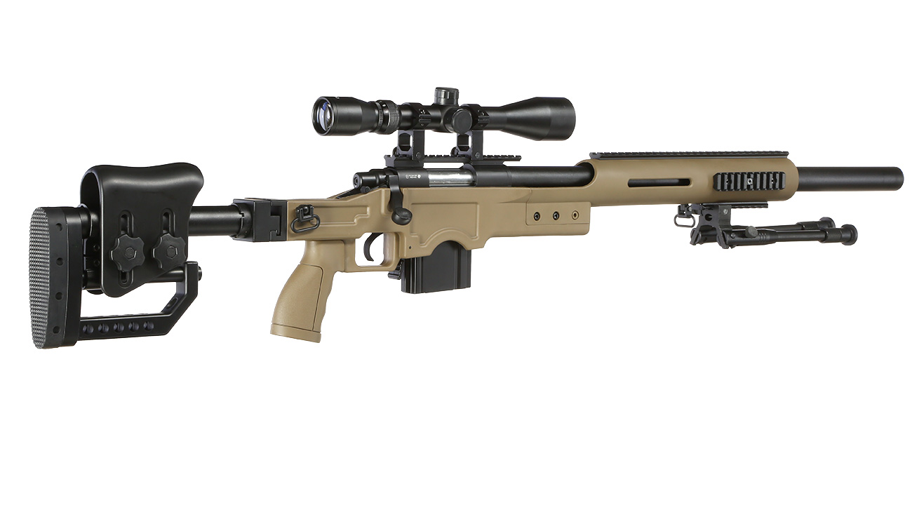 Well MB4410D MSR Snipergewehr inkl. Zweibein / Zielfernrohr Springer 6mm BB tan Bild 3