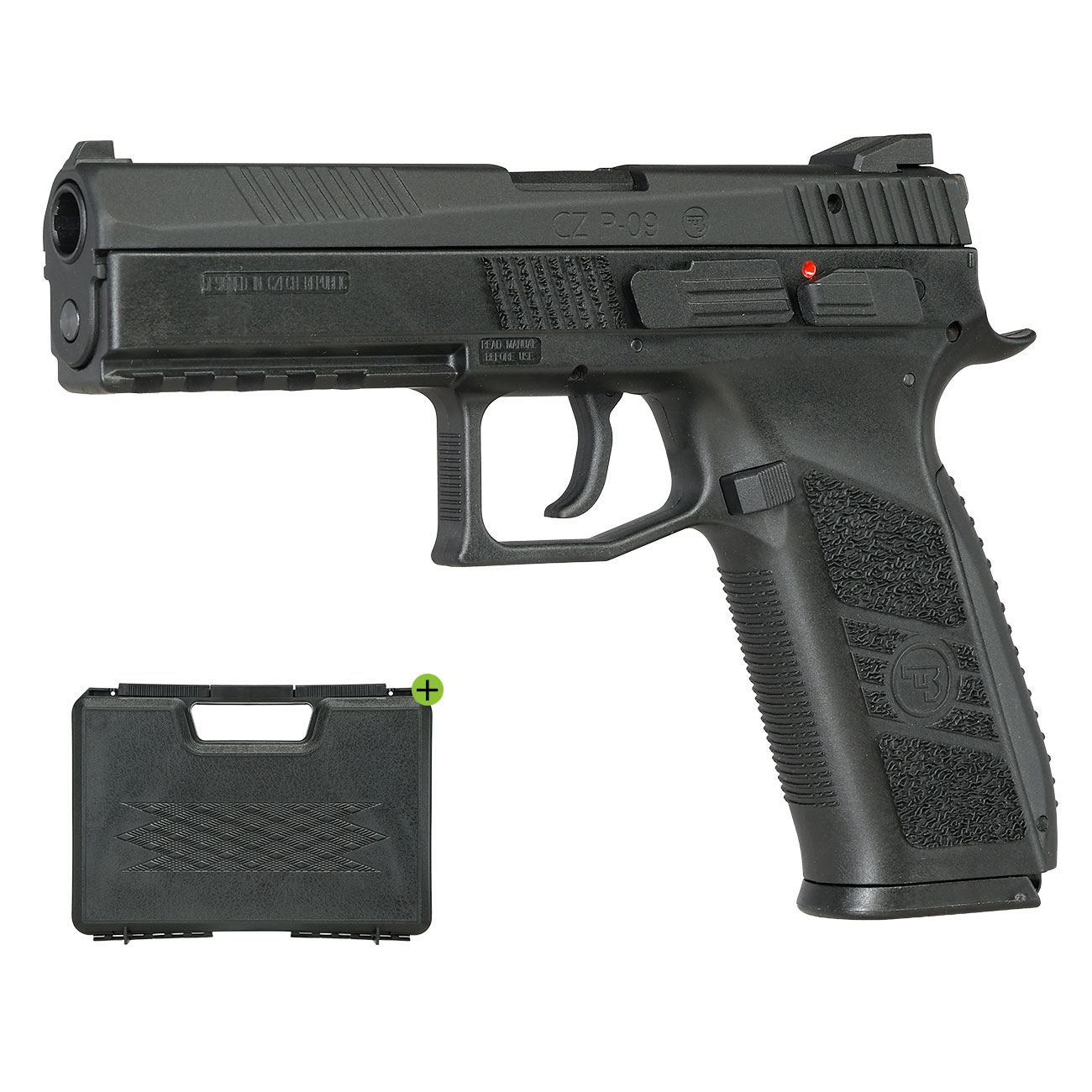 KJ Works CZ P-09 Duty mit Metallschlitten GBB 6mm BB schwarz inkl. Koffer