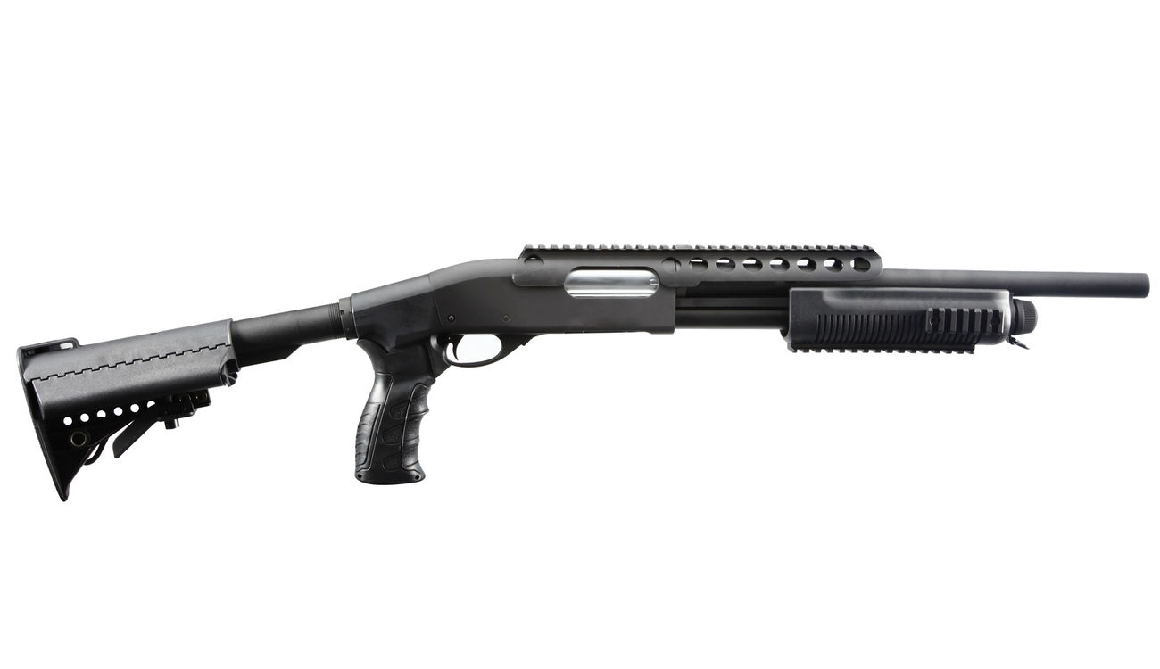 Versandrückläufer G&P M870 RAS Tactical Medium Shotgun Vollmetall Springer 6mm BB schwarz Bild 2