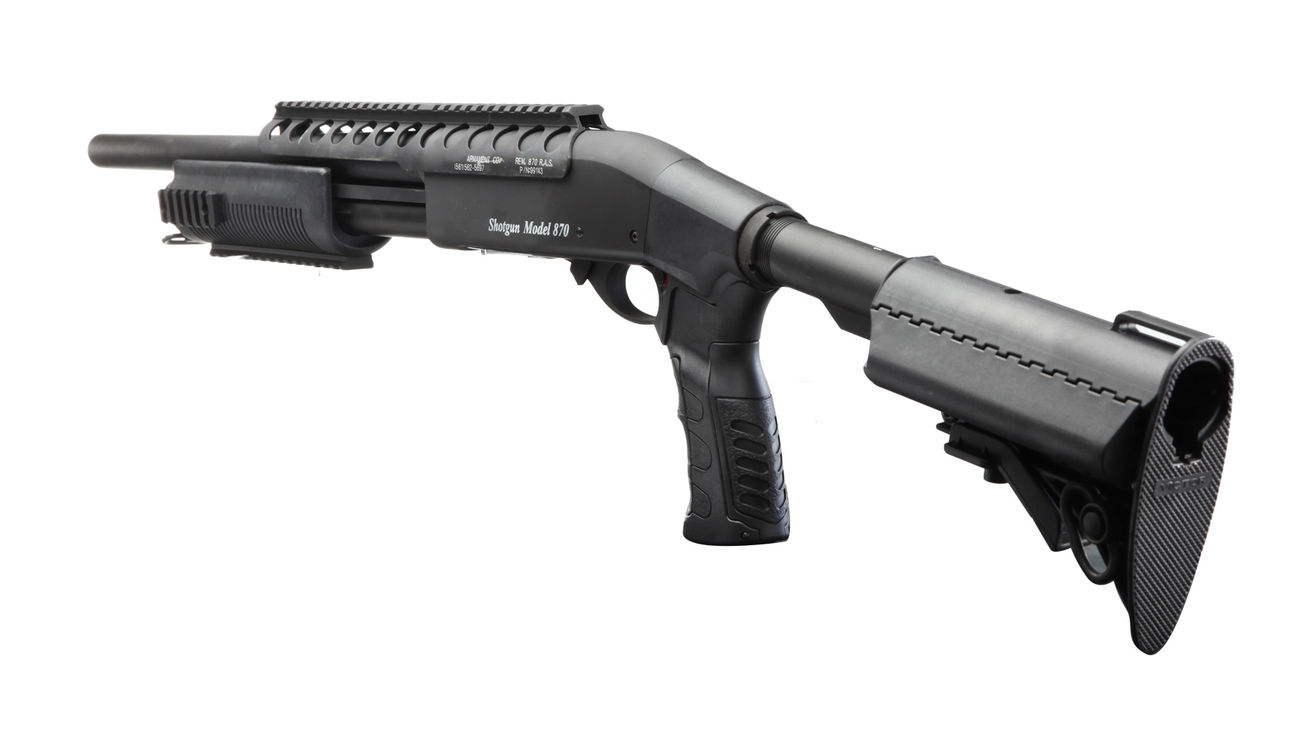 Versandrückläufer G&P M870 RAS Tactical Medium Shotgun Vollmetall Springer 6mm BB schwarz Bild 3