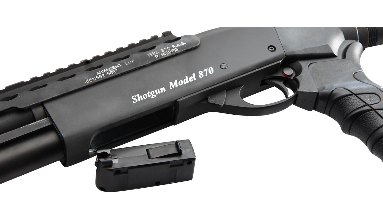 Versandrückläufer G&P M870 RAS Tactical Medium Shotgun Vollmetall Springer 6mm BB schwarz Bild 4
