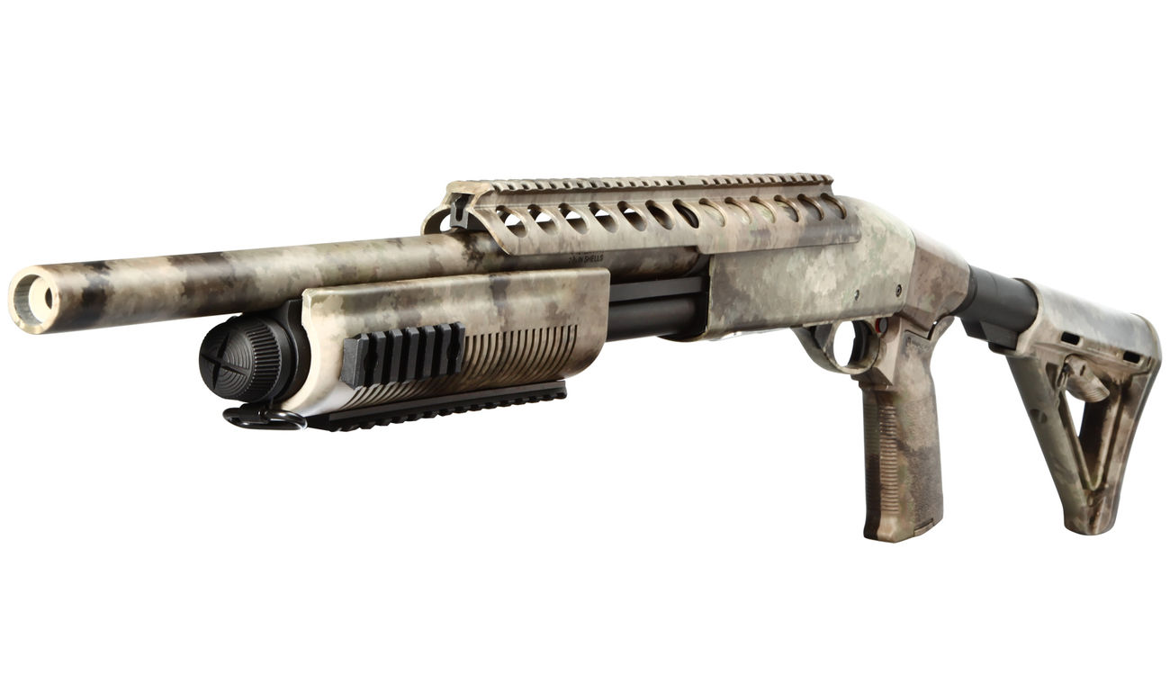 Versandrcklufer G&P MagPul M870 RAS Tactical Medium Shotgun Vollmetall Springer 6mm BB A-Tacs