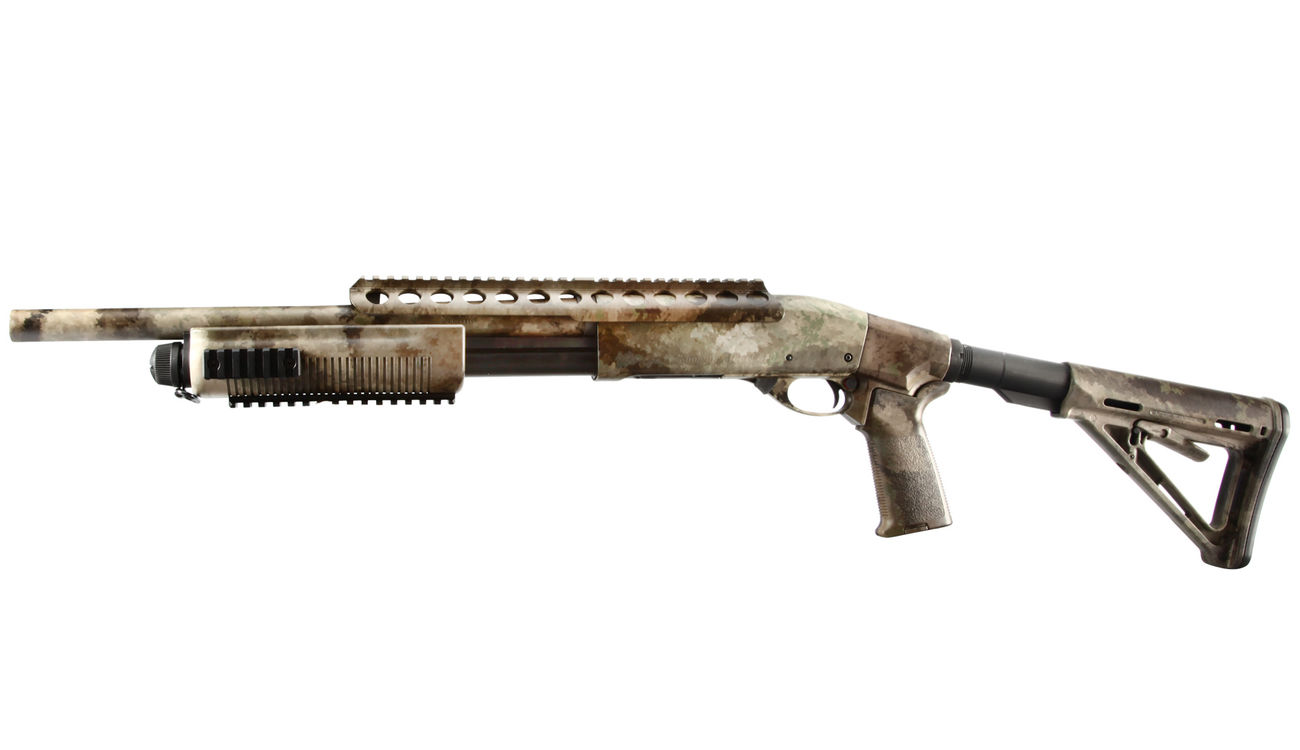 Versandrcklufer G&P MagPul M870 RAS Tactical Medium Shotgun Vollmetall Springer 6mm BB A-Tacs Bild 1