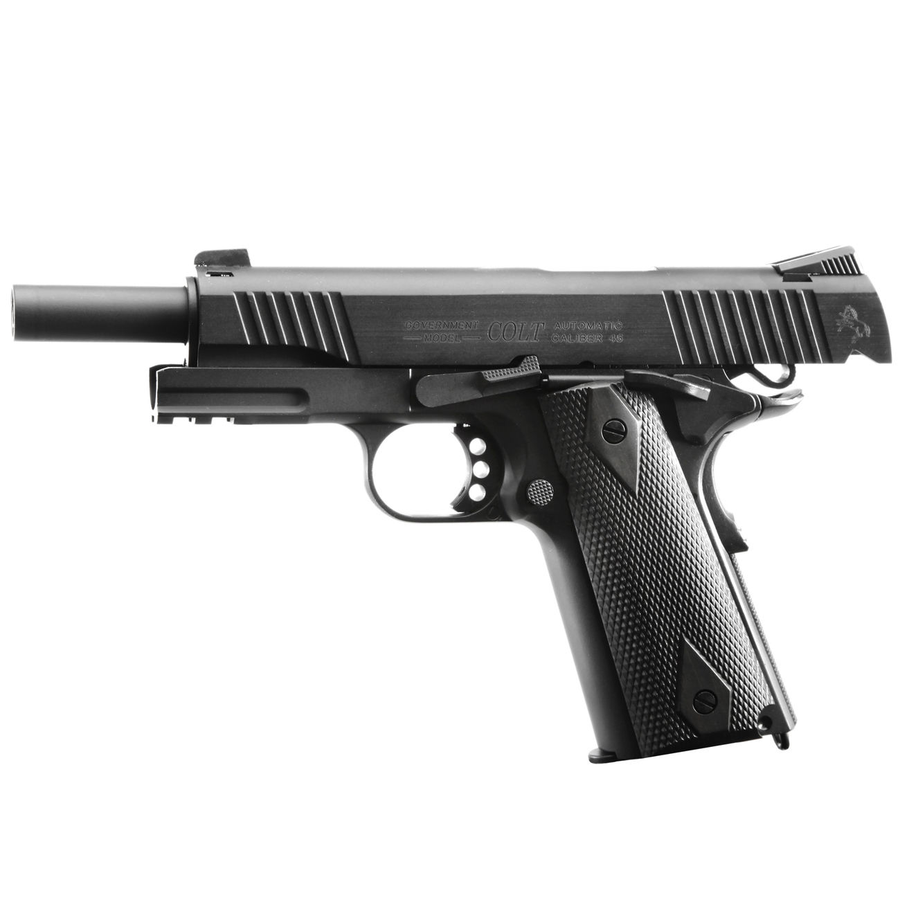 Cybergun Colt 1911 Rail Gun Vollmetall CO2 BlowBack 6mm BB schwarz Bild 1