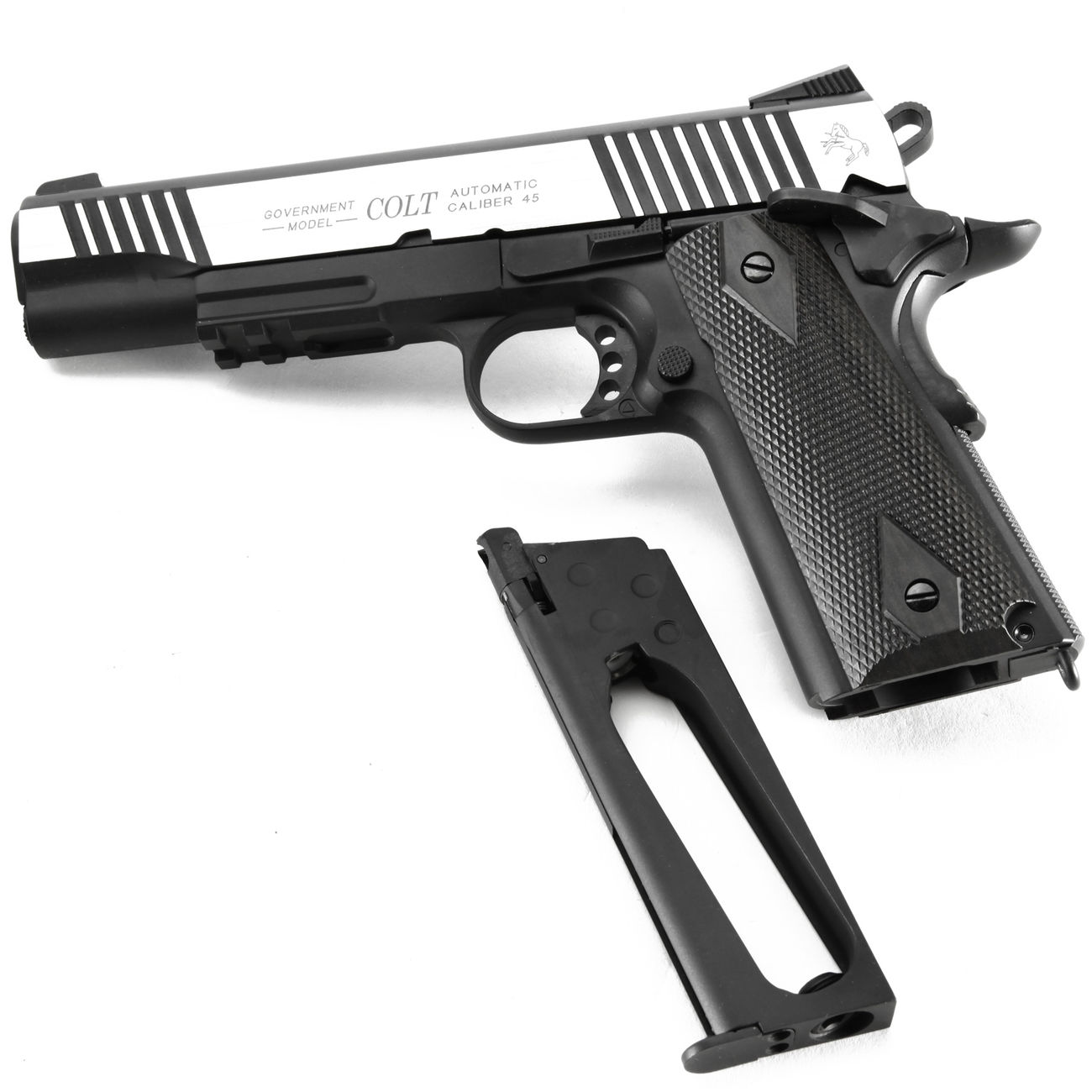 Cybergun Colt 1911 Rail Gun Vollmetall CO2 BlowBack 6mm BB  Stainless-Version kaufen