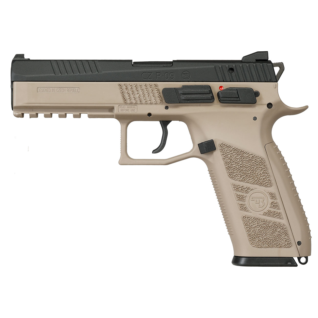 KJ Works CZ P-09 Duty mit Metallschlitten GBB 6mm BB Flat Dark Earth inkl. Koffer Bild 2
