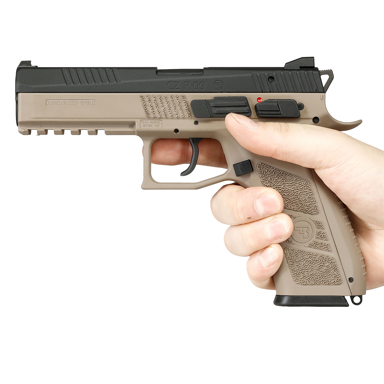 KJ Works CZ P-09 Duty mit Metallschlitten GBB 6mm BB Flat Dark Earth inkl. Koffer Bild 3