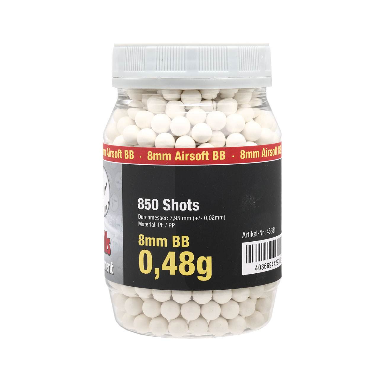 Speedballs Pro Tournament 8mm BBs 0.48g 850er Container weiss Bild 1