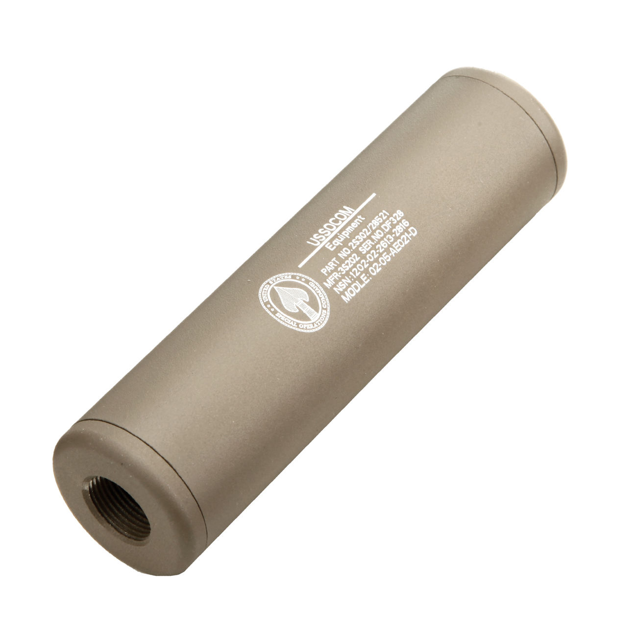 King Arms US Socom Aluminium Silencer 110mm 14mm- / 14mm+ Dark Earth