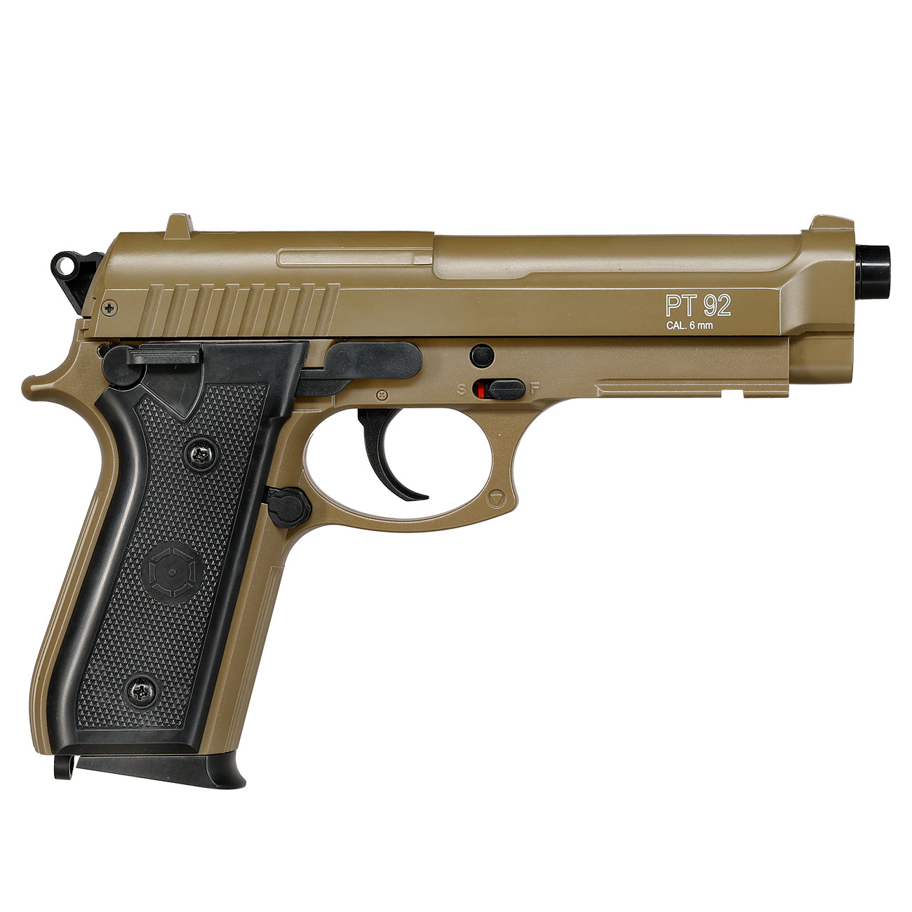 Cybergun PT92 Airsoftpistole mit Metallschlitten Springer 6mm BB tan Bild 3