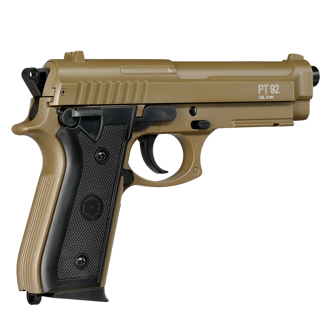Cybergun PT92 Airsoftpistole mit Metallschlitten Springer 6mm BB tan Bild 4