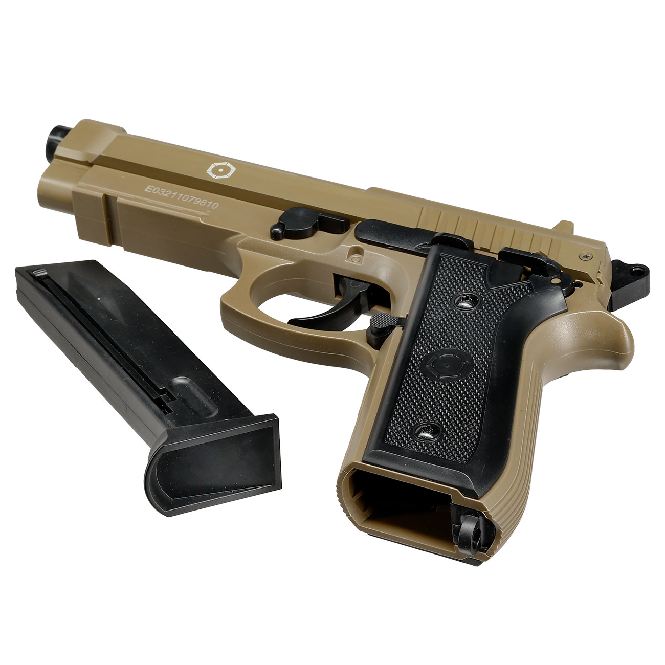 Cybergun PT92 Airsoftpistole mit Metallschlitten Springer 6mm BB tan Bild 6