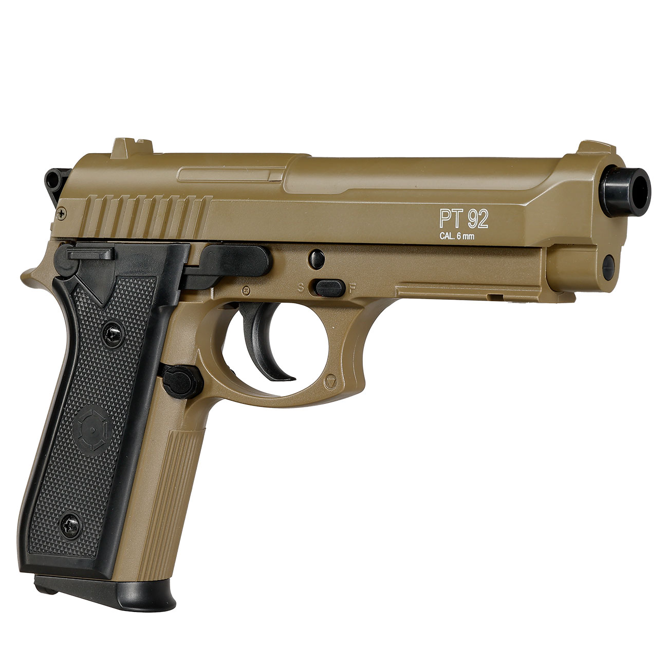 Cybergun PT92 Airsoftpistole mit Metallschlitten Springer 6mm BB tan Bild 7