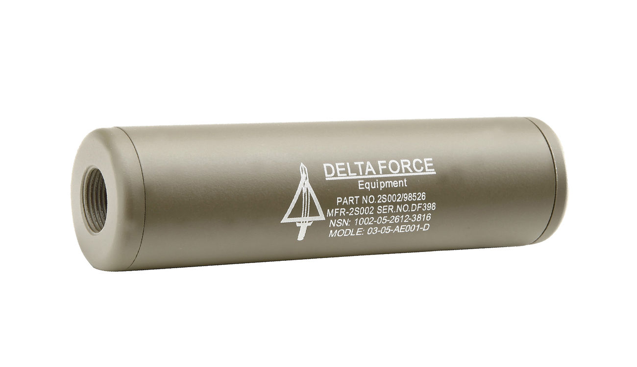 King Arms Delta Force Aluminium Silencer 110mm 14mm- / 14mm+ Dark Earth