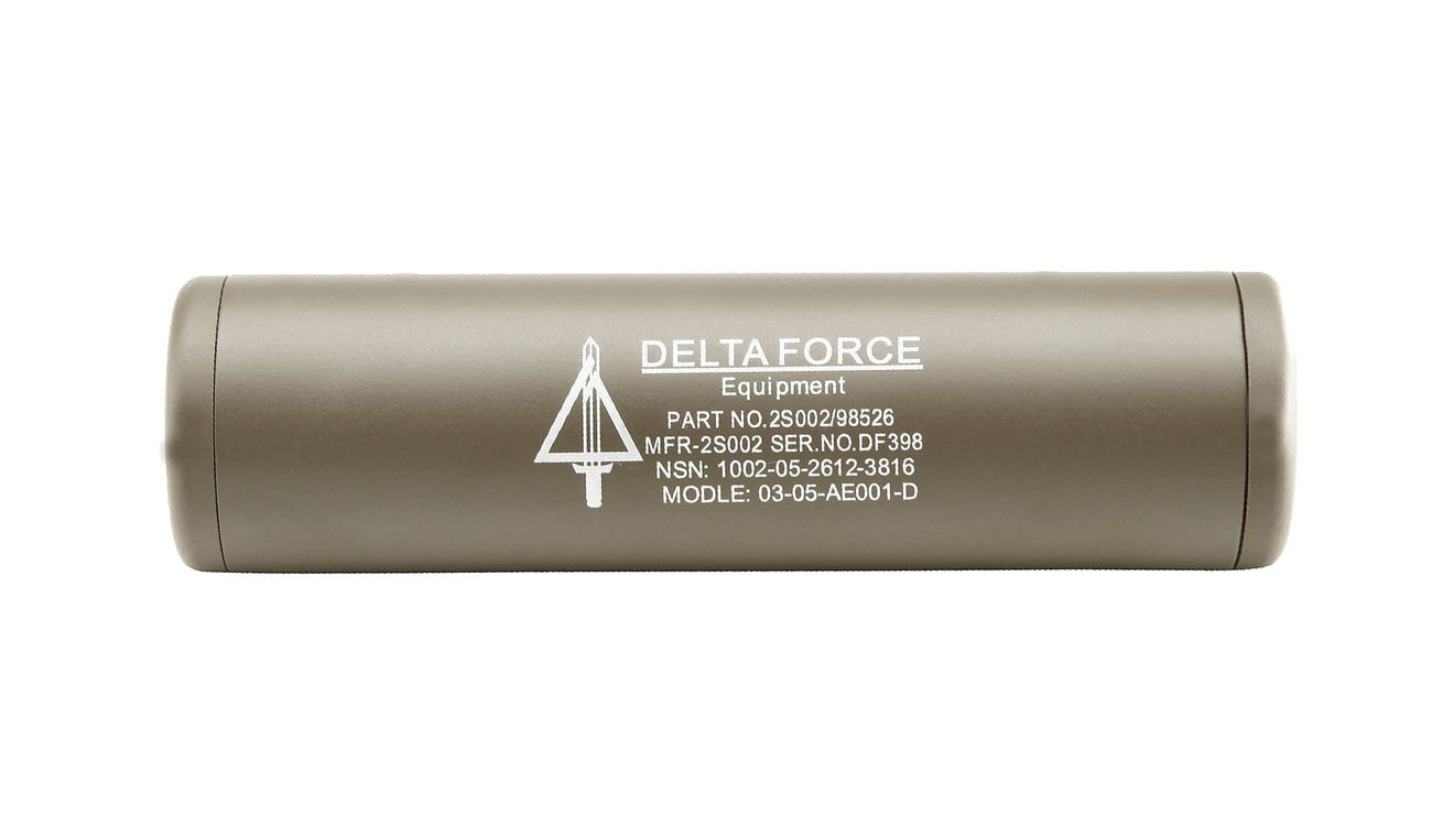 King Arms Delta Force Aluminium Silencer 110mm 14mm- / 14mm+ Dark Earth Bild 1