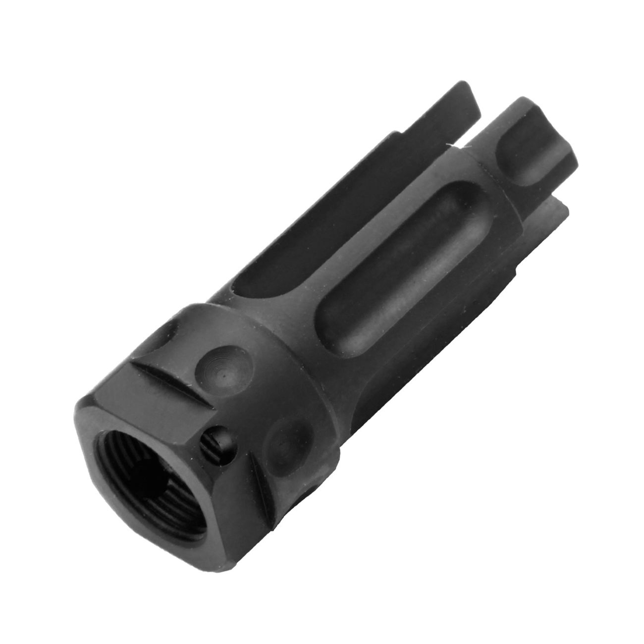 King Arms Stahl Tactical Flash-Hider Type 6 schwarz 14mm- Bild 1