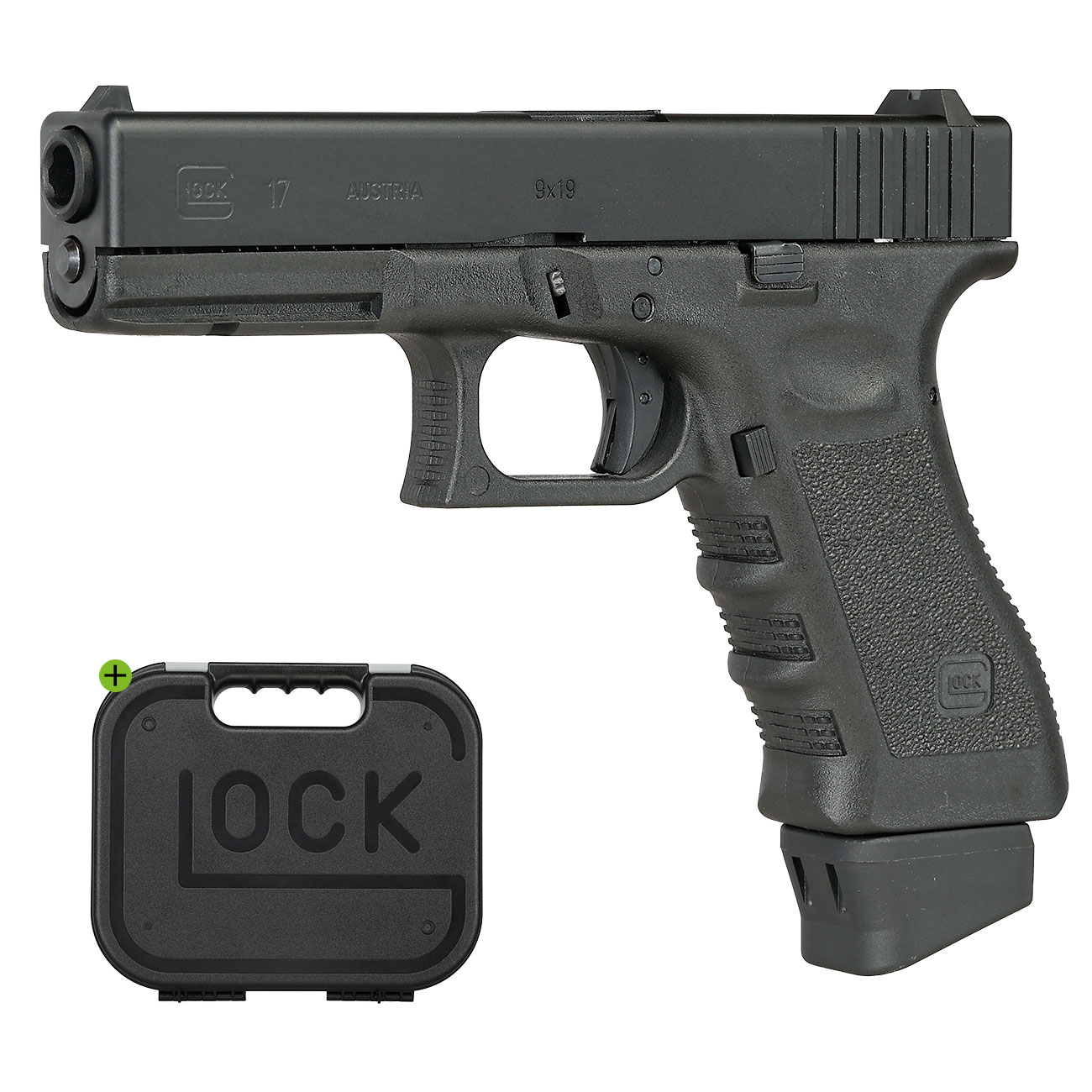 Glock 17 Gen. 3 Airsoft mit CNC-Metallschlitten CO2BB 6mm BB schwarz - Deluxe-Edition