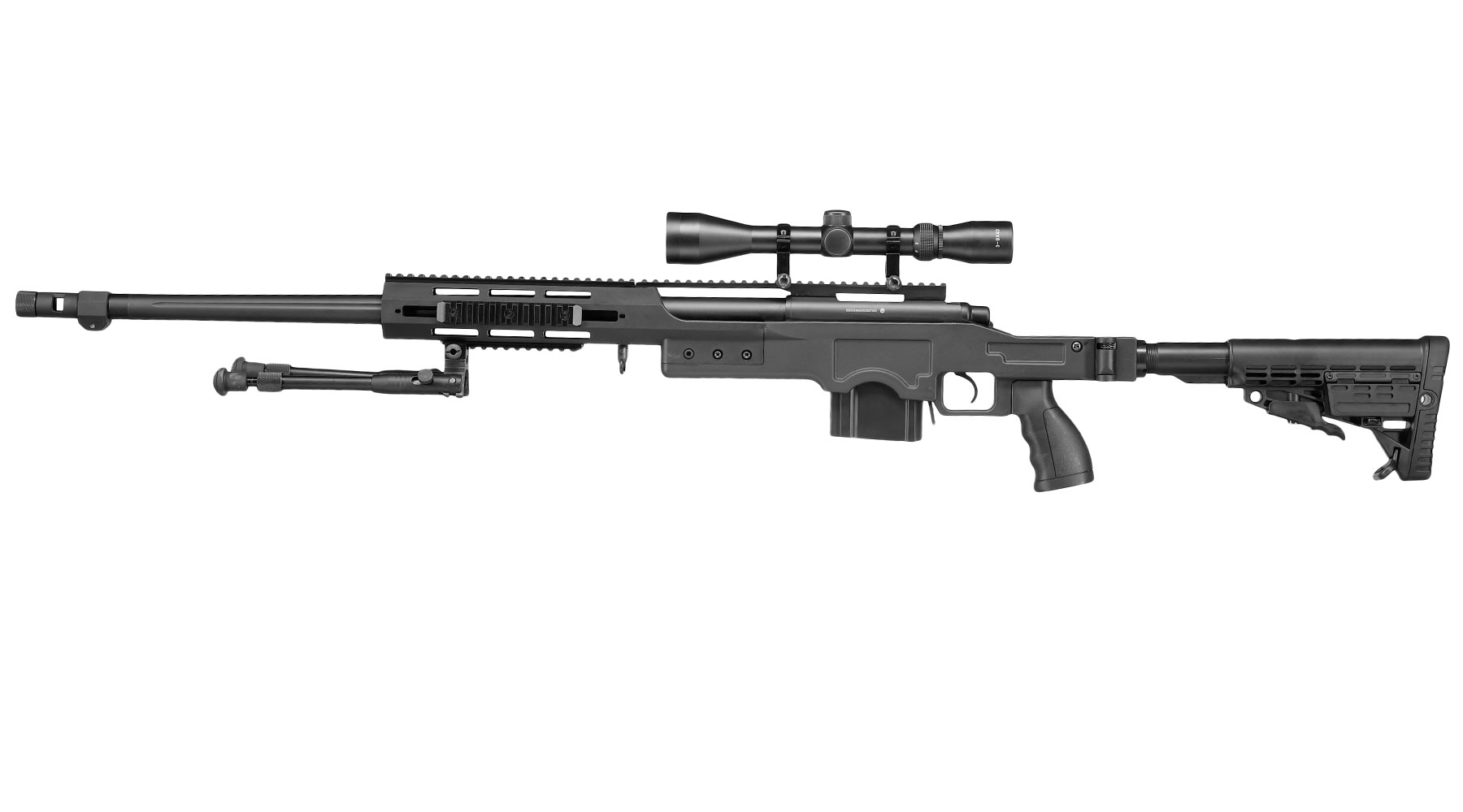 Well MB4412D MSR Snipergewehr inkl. Zweibein / Zielfernrohr Springer 6mm BB schwarz Bild 2