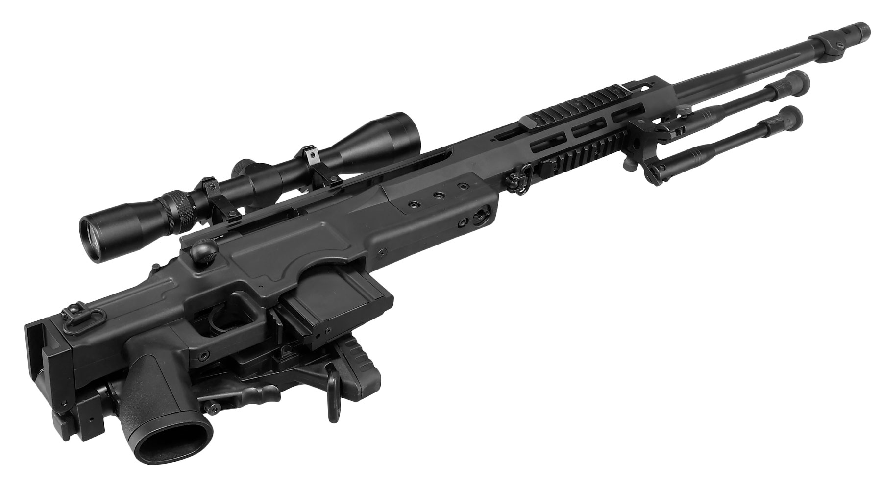 Well MB4412D MSR Snipergewehr inkl. Zweibein / Zielfernrohr Springer 6mm BB schwarz Bild 6