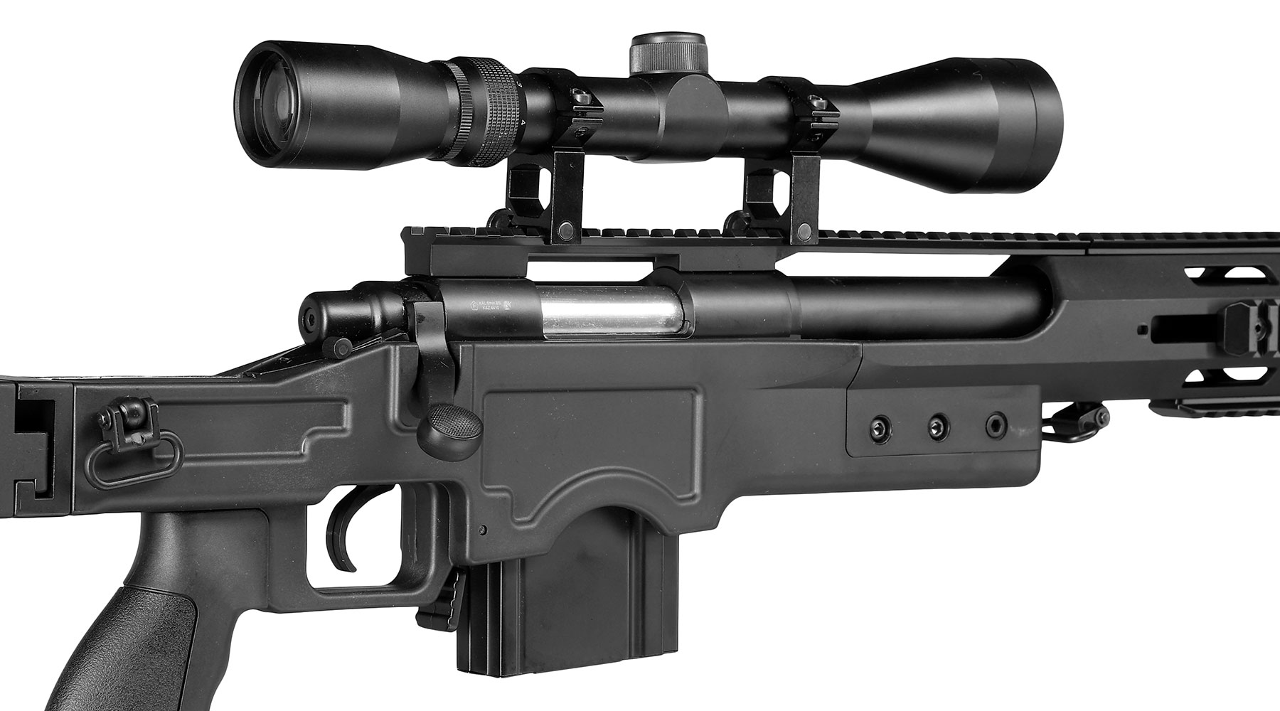 Well MB4412D MSR Snipergewehr inkl. Zweibein / Zielfernrohr Springer 6mm BB schwarz Bild 9