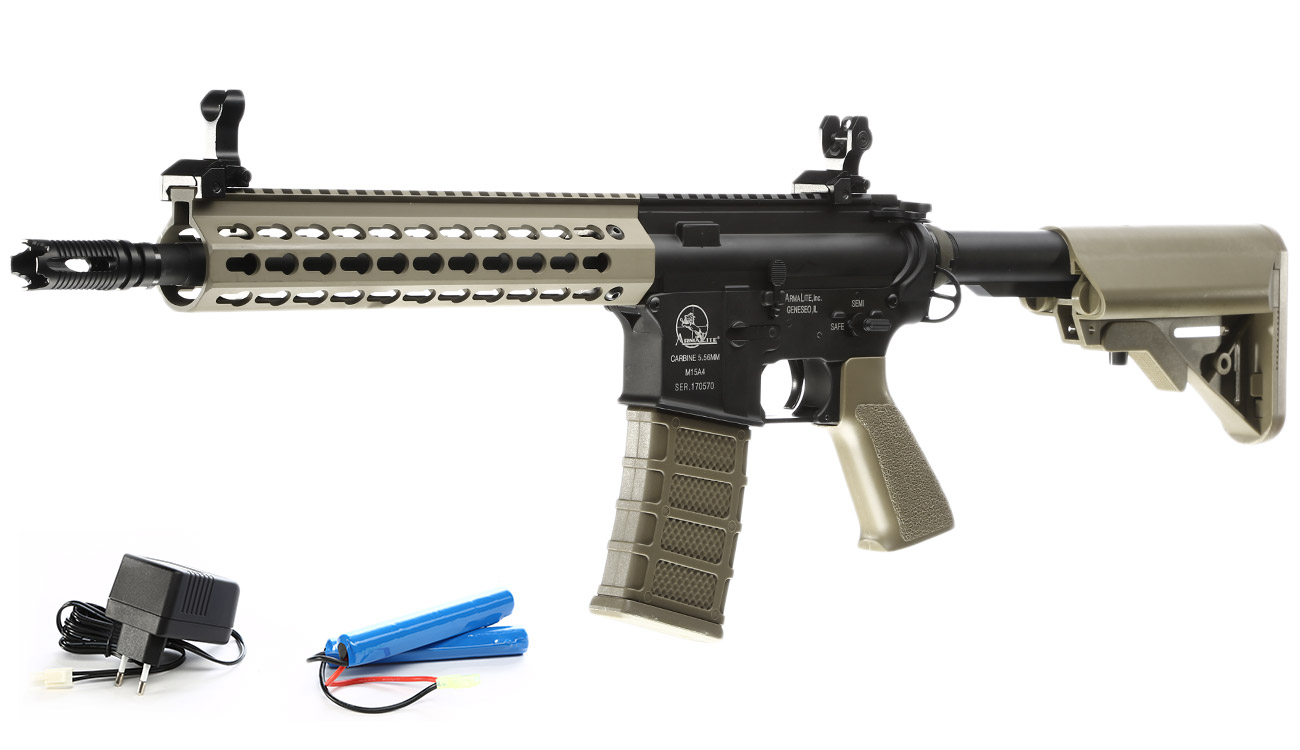 Versandrcklufer ASG Armalite M15A4 Assault Vollmetall Sportline Komplettset S-AEG 6mm BB Tan