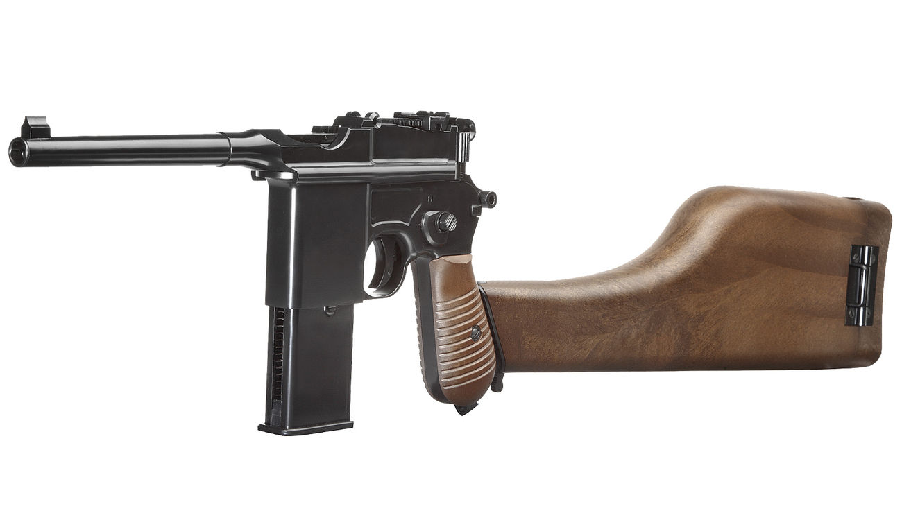 Wei-ETech M712 Airsoft Broomhandle mit Schaft Vollmetall GBB 6mm BB schwarz