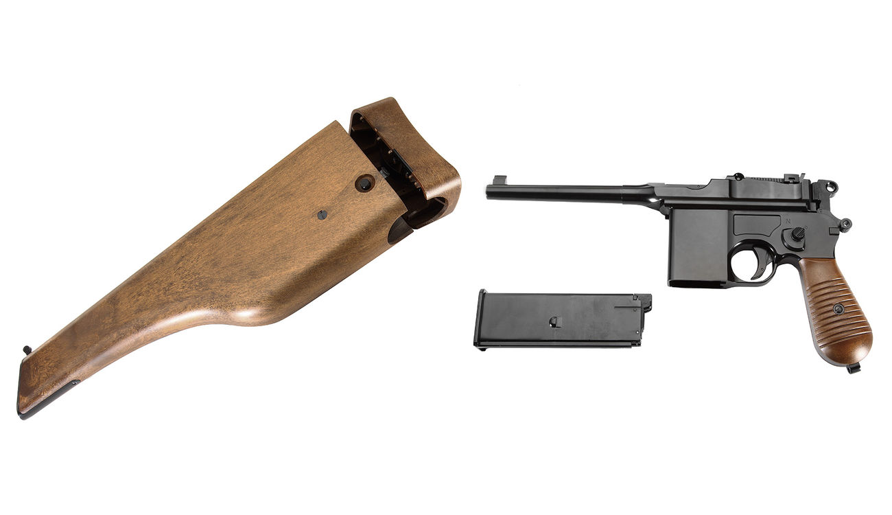 Wei-ETech M712 Airsoft Broomhandle mit Schaft Vollmetall GBB 6mm BB schwarz Bild 6