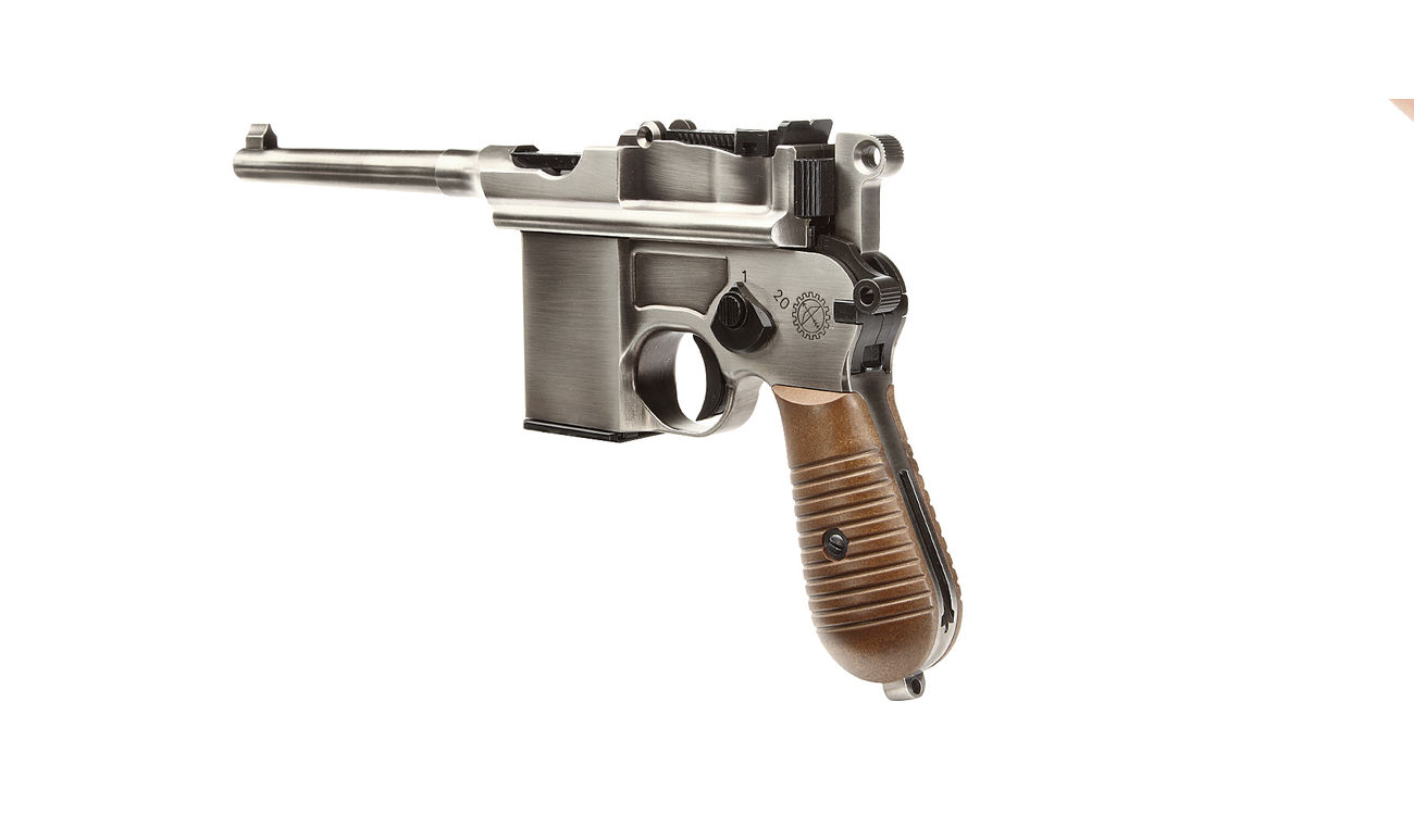Wei-ETech M712 Airsoft Broomhandle mit Schaft Vollmetall GBB 6mm BB Vintage-Chrome Edition Bild 3