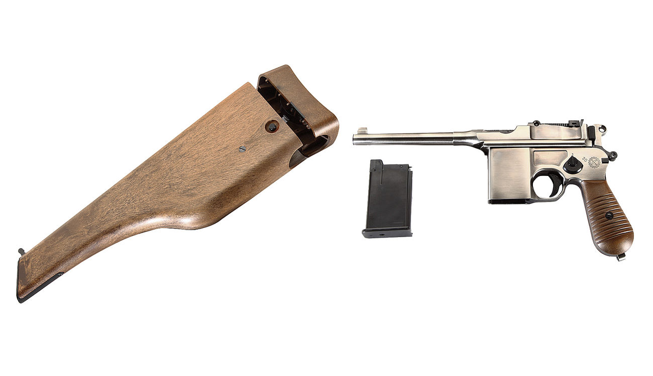Wei-ETech M712 Airsoft Broomhandle mit Schaft Vollmetall GBB 6mm BB Vintage-Chrome Edition Bild 6