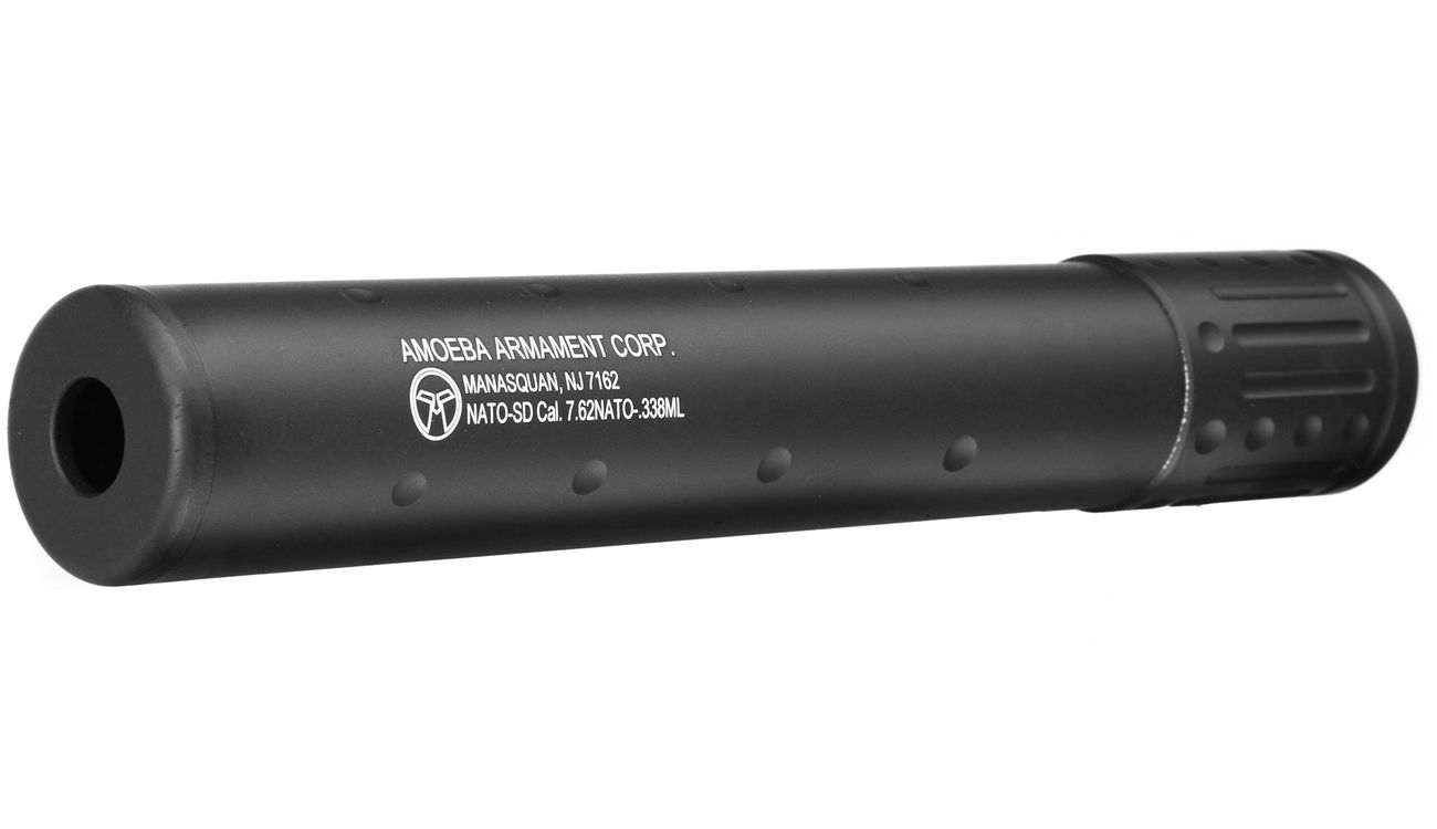 Ares Amoeba QD Aluminium Silencer f. Scar / MS338 Flash-Hider lang schwarz