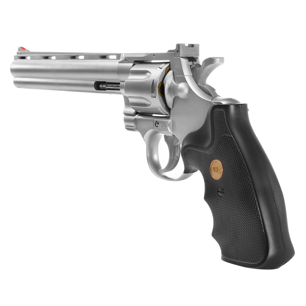 UHC .357 8 Zoll Softair Revolver mit Hülsen Springer 6mm BB silber / schwarz Bild 1