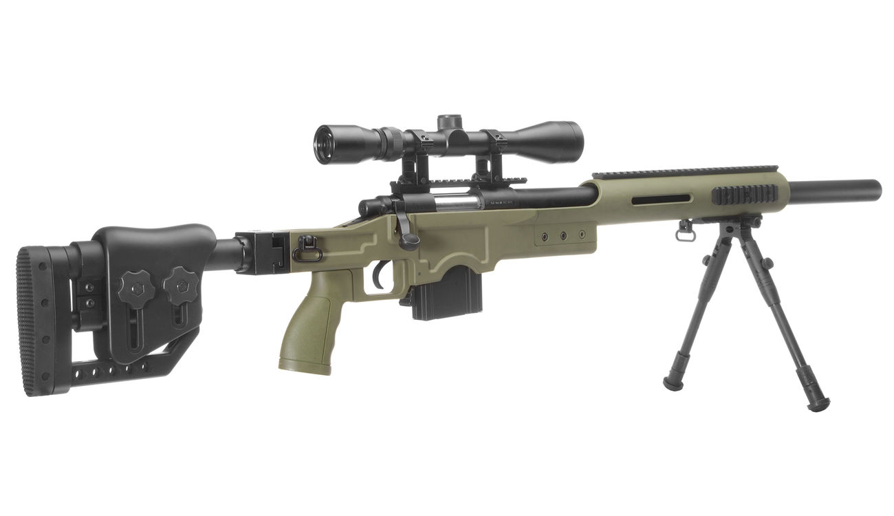 Well MB4410D MSR Snipergewehr inkl. Zweibein / Zielfernrohr Springer 6mm BB oliv Bild 3