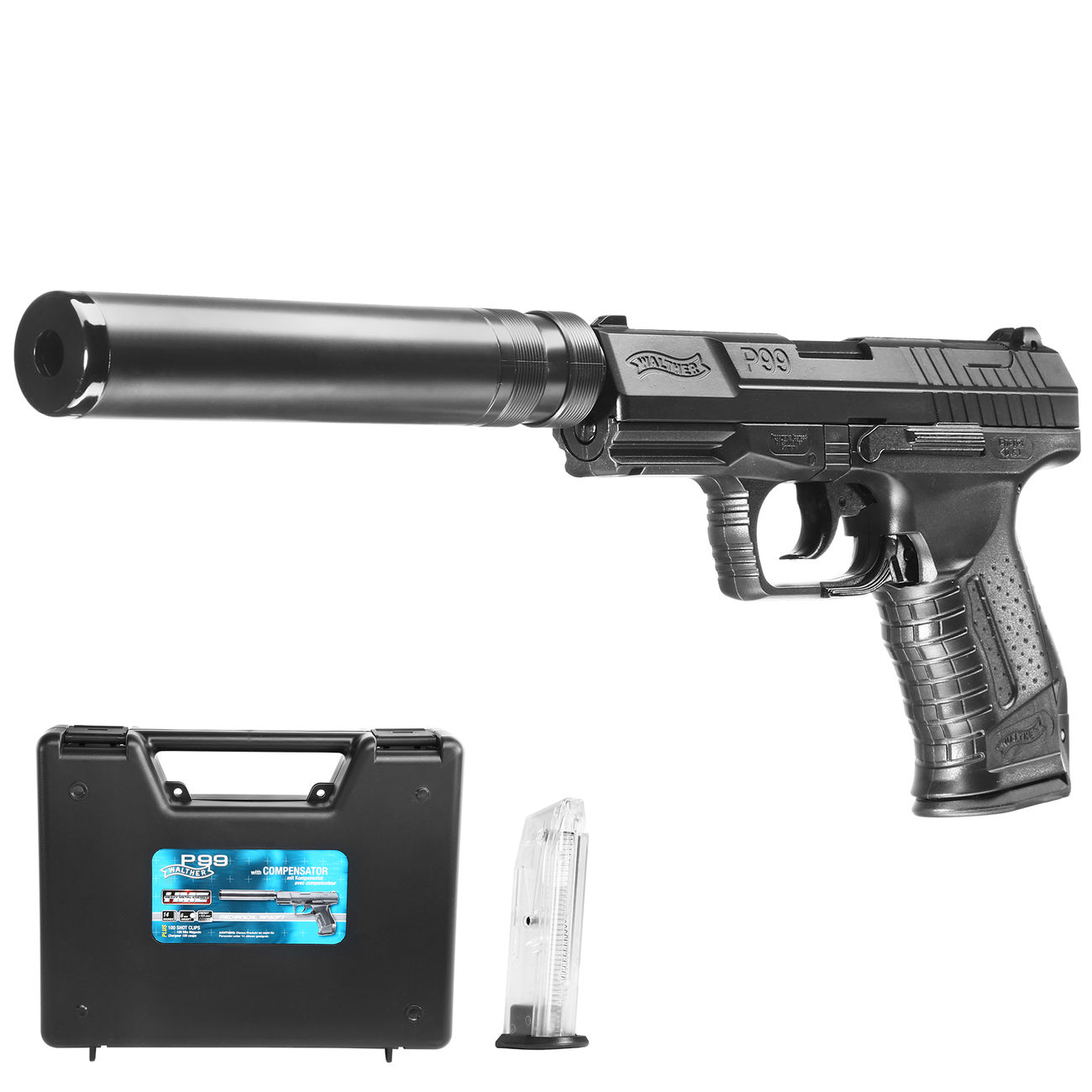 Umarex Walther P99 HME Kit inkl. Schalldämpfer / Koffer Springer 6mm BB