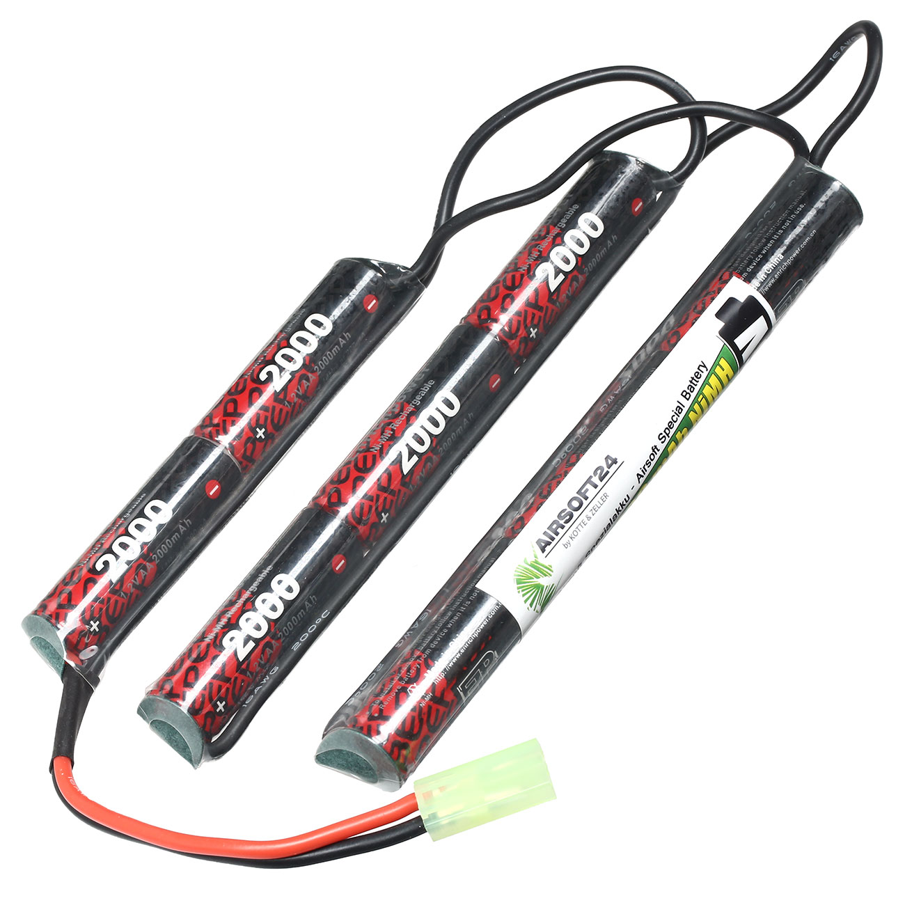 Airsoft24 AirPack Akku 9.6V 2000mAh NiMH Small Crane-Stock Type mit Mini-Tam Anschluss