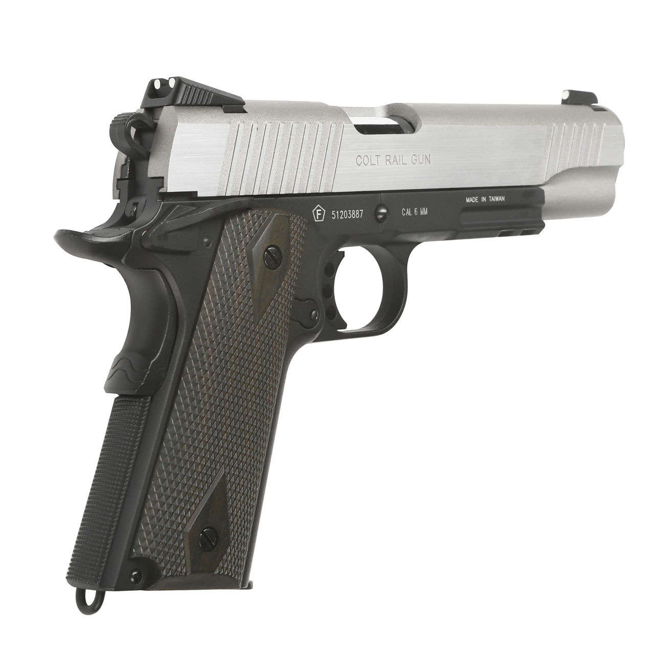Cybergun Colt 1911 Rail Gun Vollmetall CO2 BlowBack 6mm BB  Stainless-Version kaufen