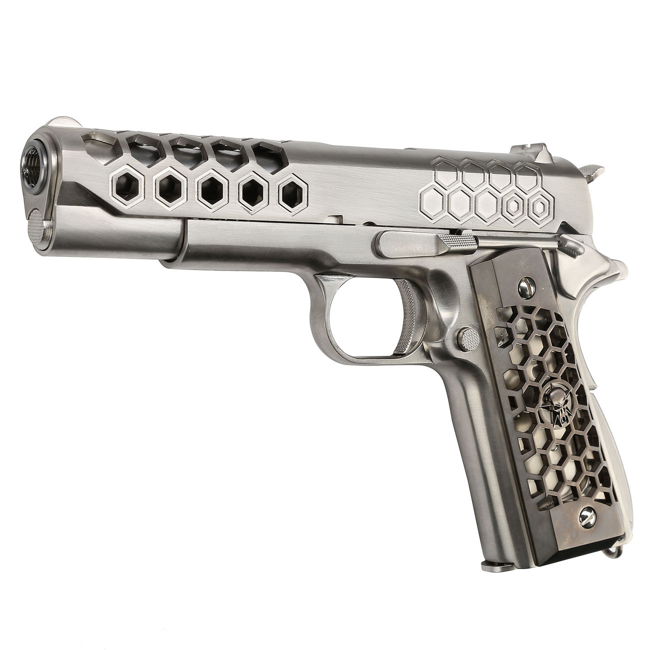 Wei-ETech M1911 Hex Cut Version Punisher Vollmetall GBB 6mm BB Satin-Chrome