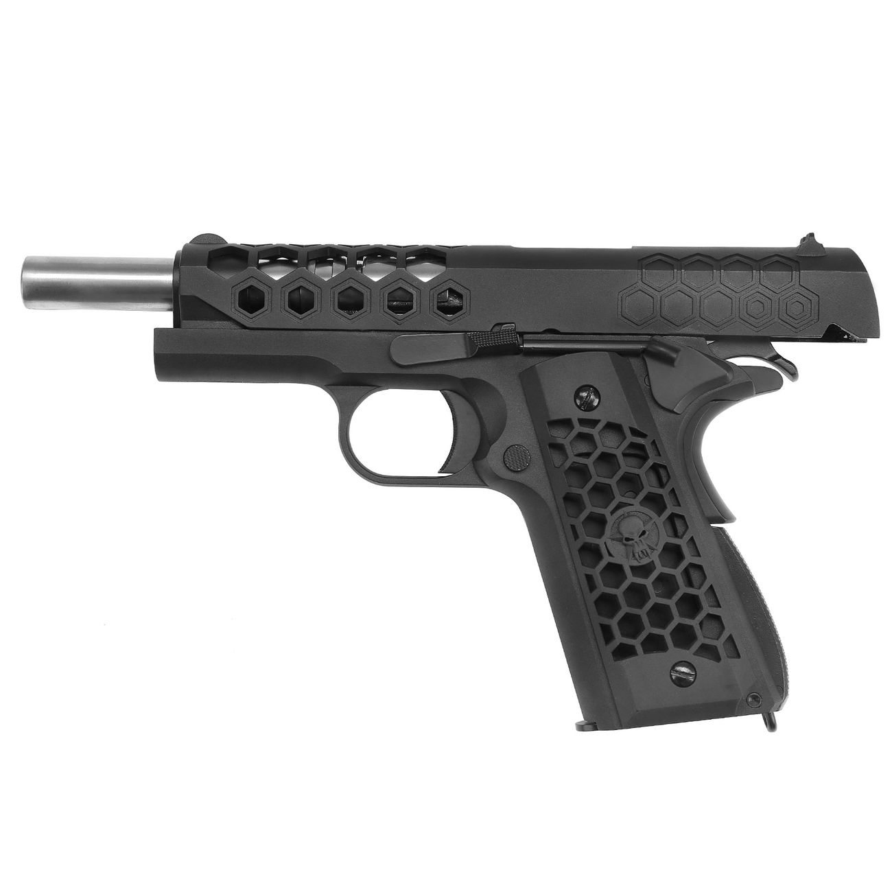 Wei-ETech M1911 Hex Cut Version Punisher Vollmetall GBB 6mm BB schwarz Bild 1