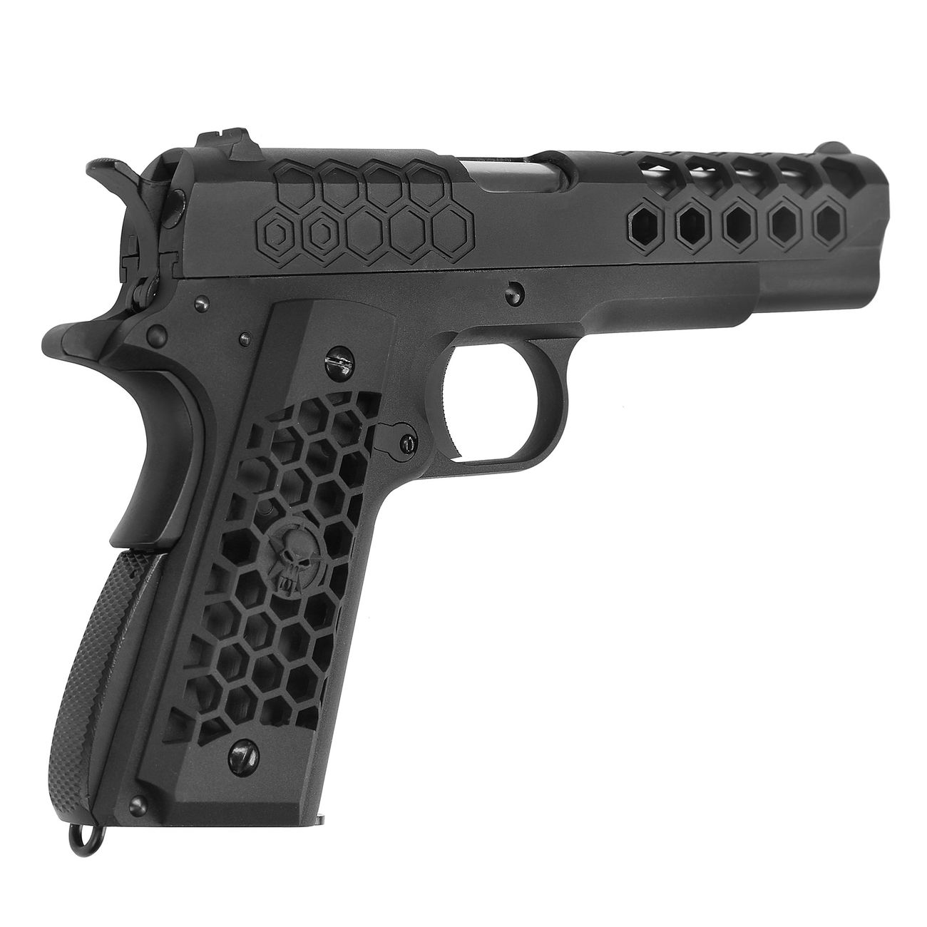 Wei-ETech M1911 Hex Cut Version Punisher Vollmetall GBB 6mm BB schwarz Bild 3